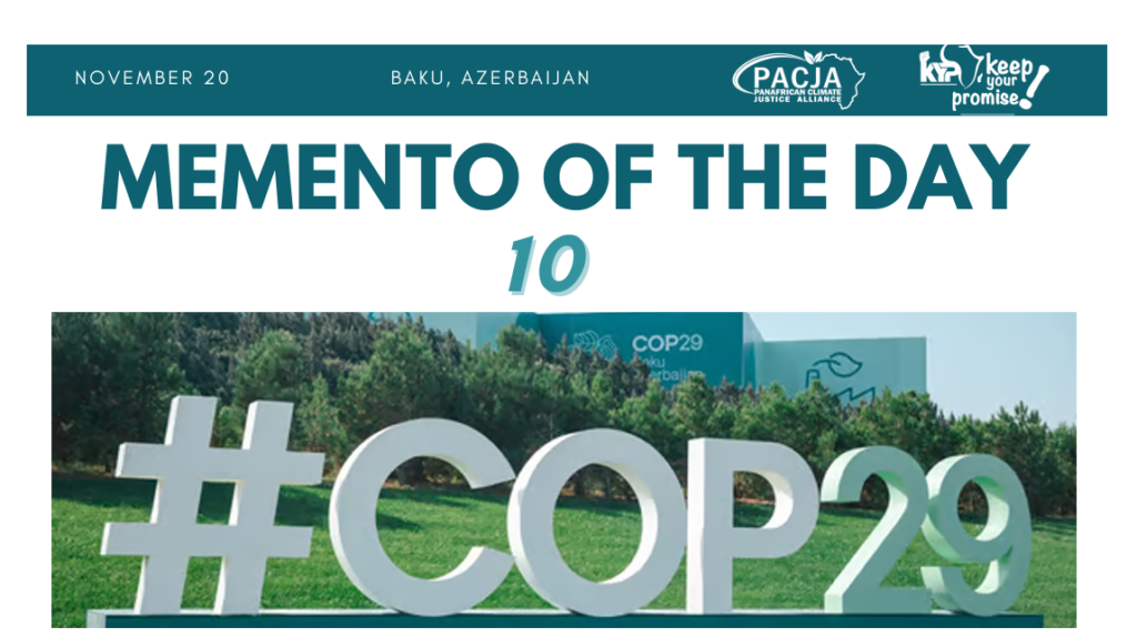 DAILY Memento of PACJA Engagement: DAY 10- COP29